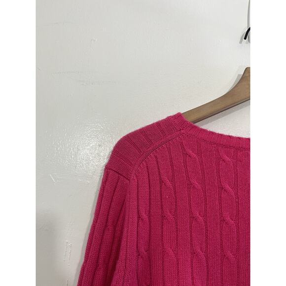 Vineyard Vines Cashmere Sweater XL Pink Cable Knit Fisherman Cotton Preppy - Picture 10 of 14